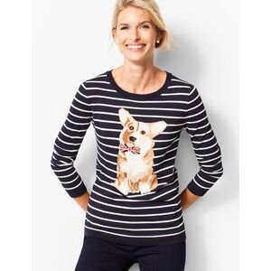 Talbots Corgi‎ Striped Crewneck Sweater – Navy & White – Size XS